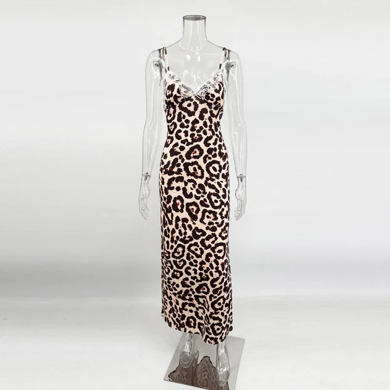 Lace V-Neck Backless Maxi Dress