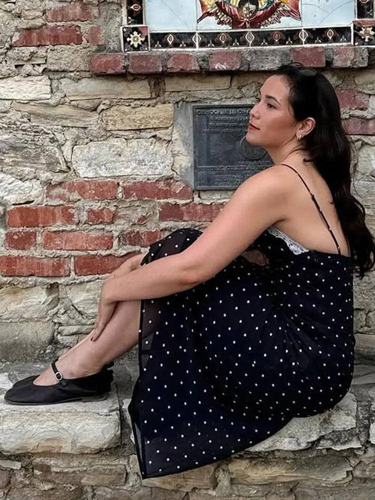 Lace V-Neck Backless Maxi Dress