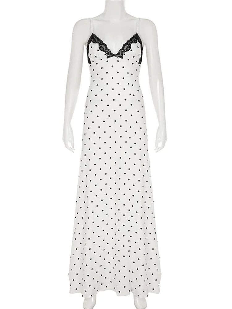 Lace V-Neck Backless Maxi Dress