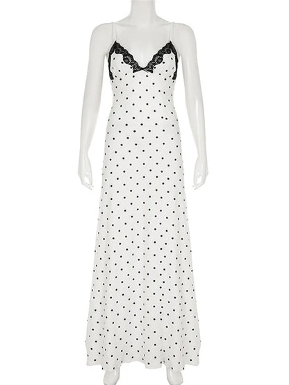 Lace V-Neck Backless Maxi Dress