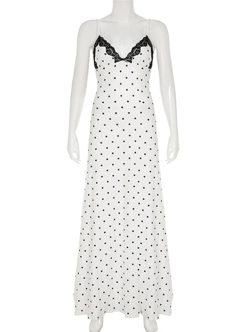 Lace V-Neck Backless Maxi Dress